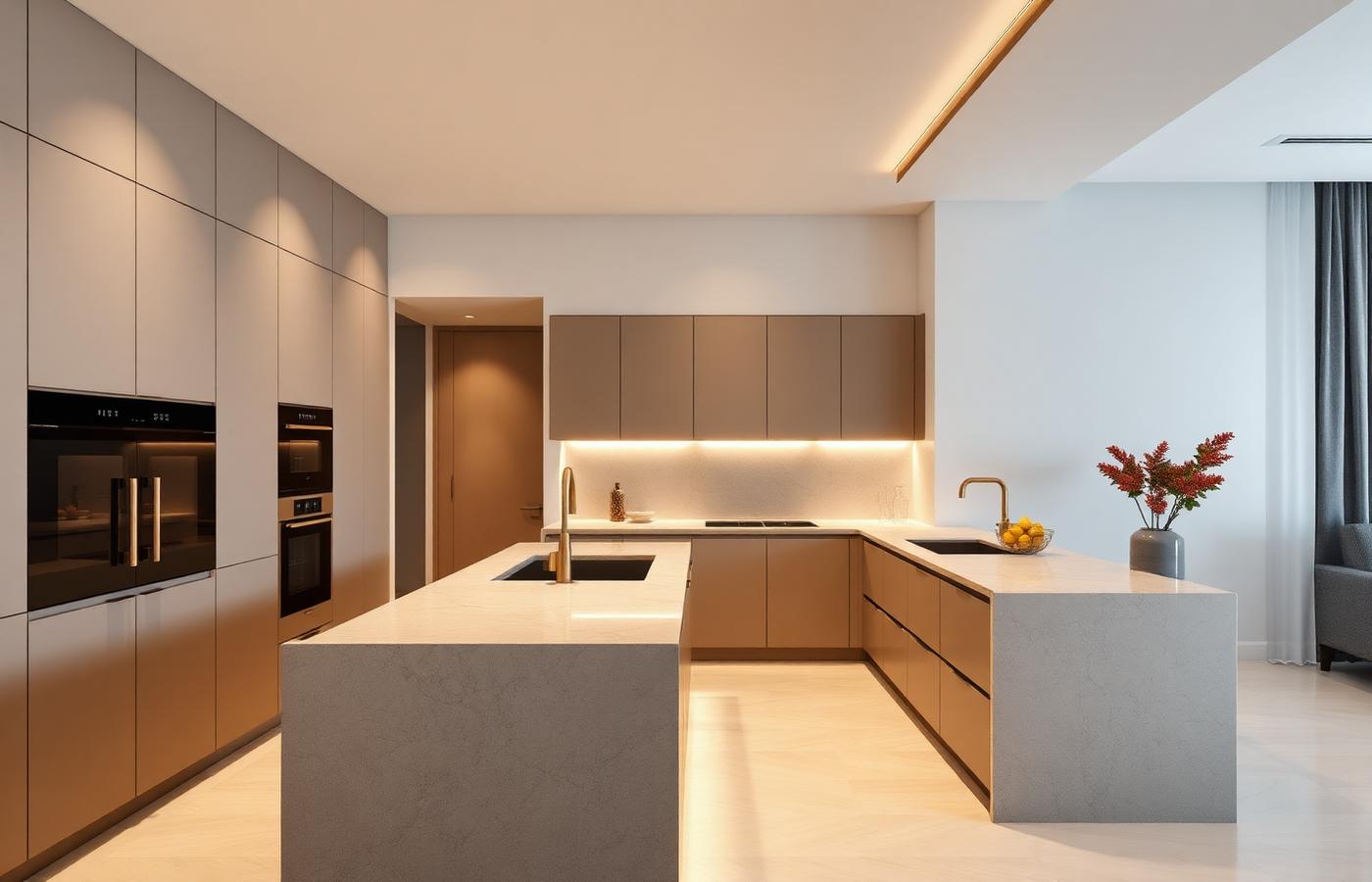 Designer kitchen with stone finishes